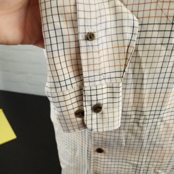 ORVIS Long Sleeve Tan Plaid Silk Wool Sz Large - Picture 6 of 8